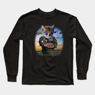 Funny Cat Airforce Pilot Gift F22 Raptor Pilot Long Sleeve T-Shirt